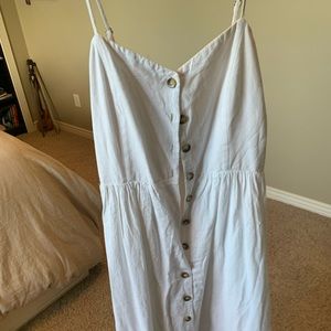 Cute button up, midi dress! Not see through at all